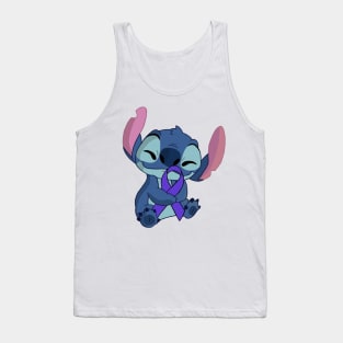 Blue Alien holding awareness ribbon (Purple) Tank Top